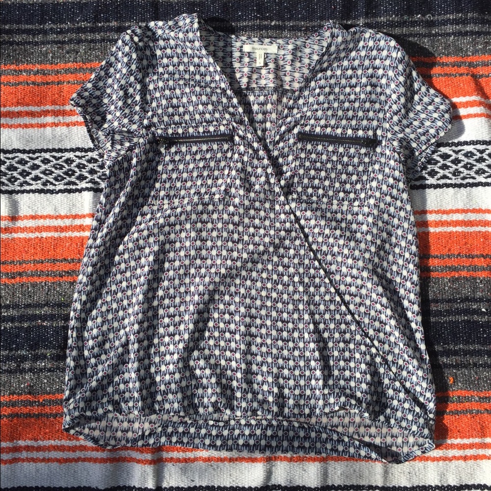 Maurices Patterned Faux Wrap Blouse